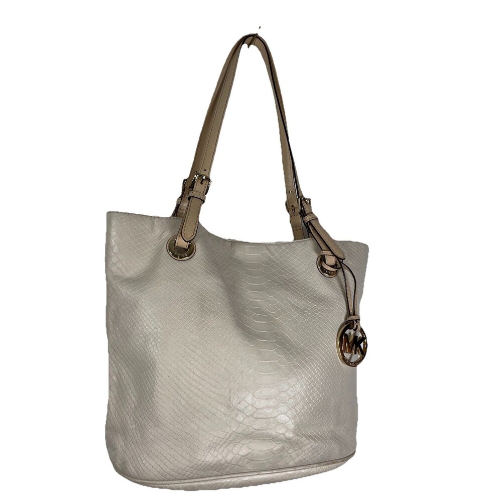 Michael Kors Aligator Purse Jet set tote handbag beige tan